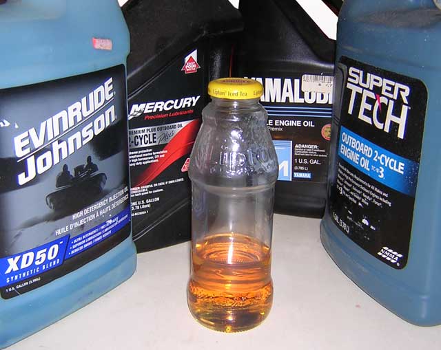 Photo: gasoline sample drawn at random from boat tank