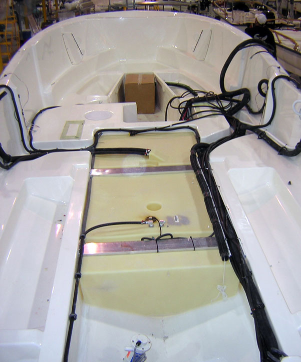 [Photo: Hulls and liner after more sub-assembly.]