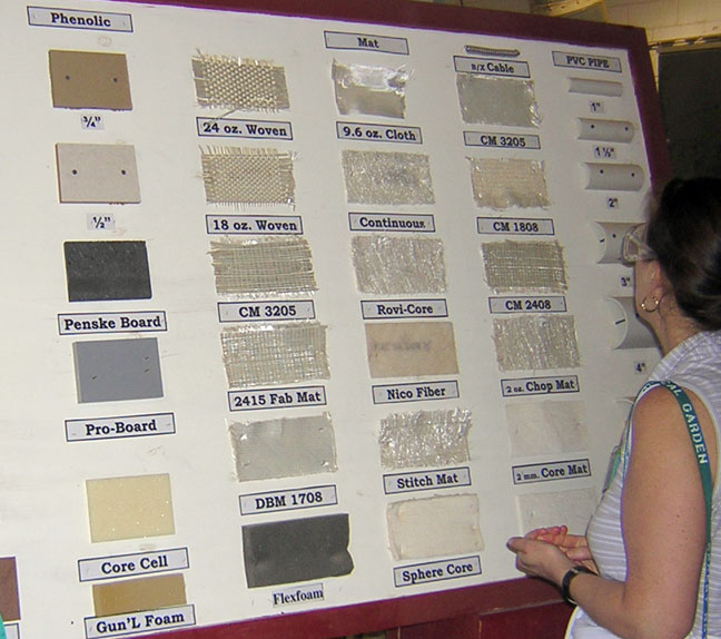 [Photo: Materials used in building Boston Whaler boats]