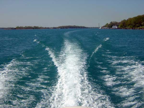 [Photo: boat wake at hydroplane speed]