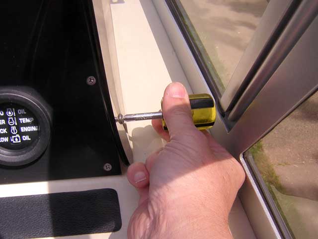 Photo: Removing sun shade requires very short screwdriver