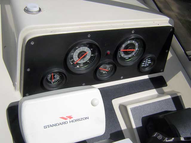 Photo: Helm instrument panel with sun shade removed.