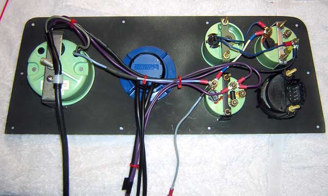 Photo: Rear view of new panel with wiring shown