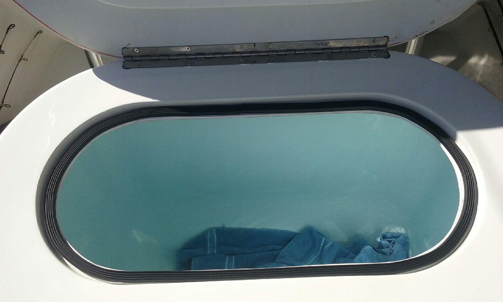new seal and hinge installed on 40 gallon baitwell.jpeg