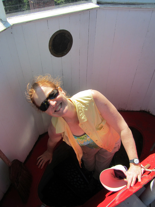 Photo: Chris Wilson on stairs at top of light tower on Sand Island, Apostle Islands, Lake Superior, Wisconsin.
