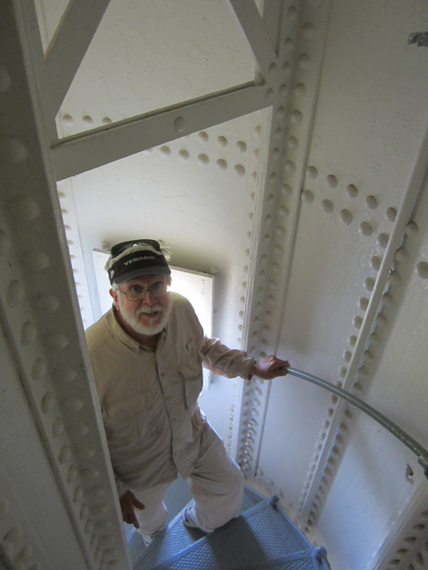 Photo: stairs of the Devils Island Light tower, Apostle Islands, Lake Superior, Wisconsin.