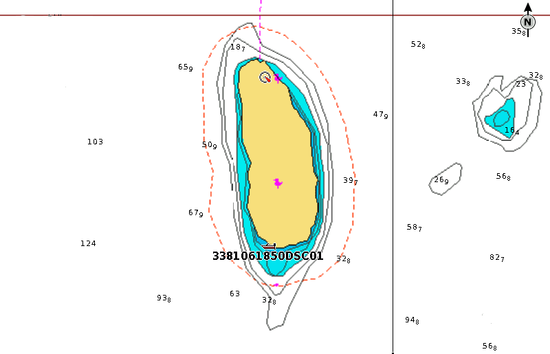 Screen Capture: chart plotter showing position of remote vessel from DSC call.