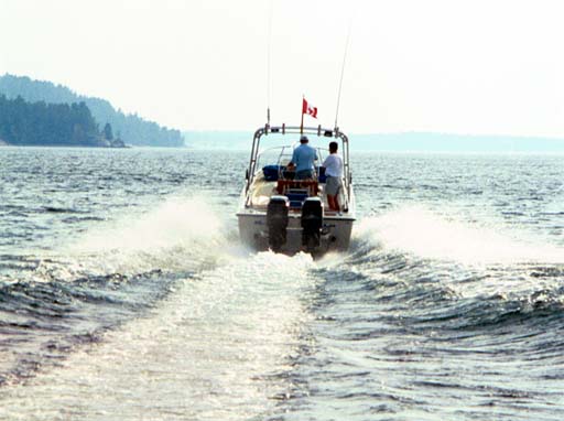 [Photo: Heading SW in McGregor Bay in WHALE LURE's wake.]