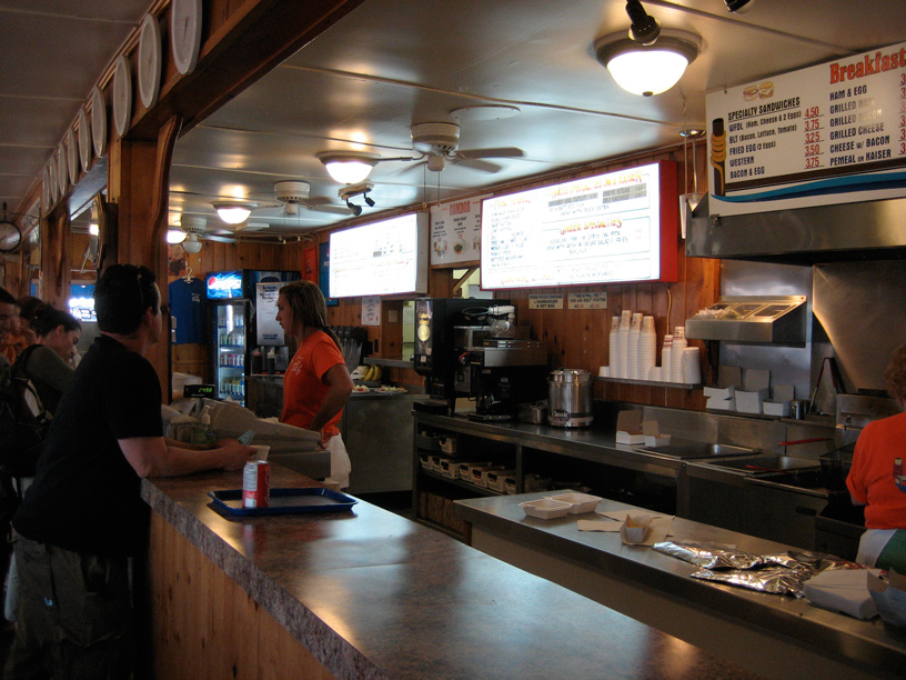 Photo: Lunch counter at THE DOCK LUNCH restuarant, Penetanguishine, Ontario.