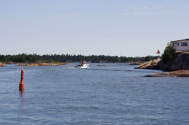 Photo: Passing through the narrows at Cunninghams Channel, small craft route, Georgian Bay, Ontario.