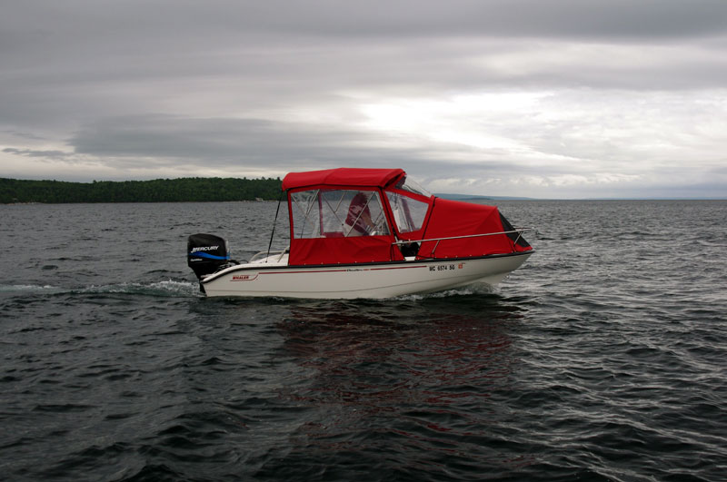 Photo: ADEQUATE on cloudy morning, East of Little Current.