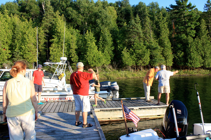Photo: A group of Boston Whaler boat owners at the dock on Nepture Island.