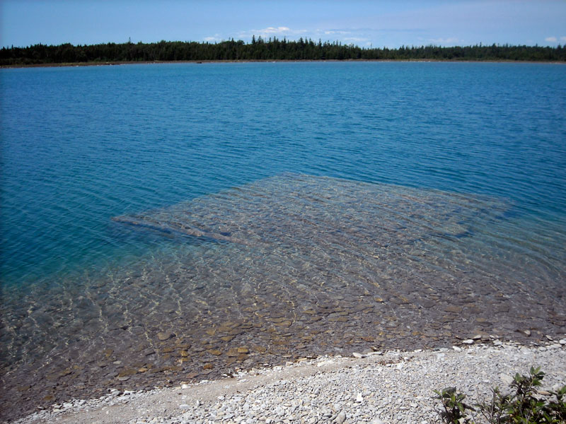Photo: Old dock footings in clear water.