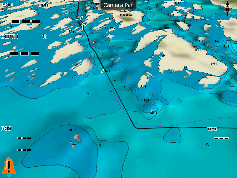 Screenshot: Navigation screen approaching ROGERS GUT.