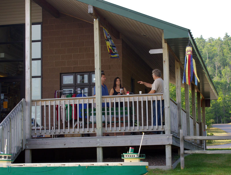 Photo: View of marina office and bath house at Copper Harbor, Michigan.