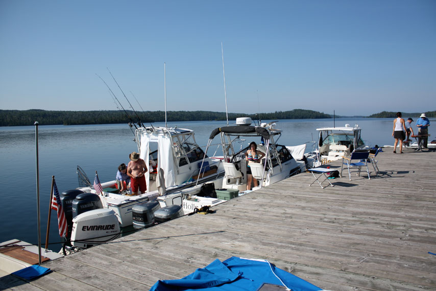 Photo: Sunlit dock at Belle Isle, Isle Royale National Park.
