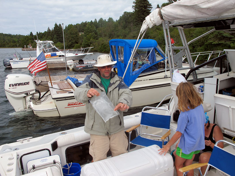 Photo: Floating docks at Washington Harbor, Isle Royale.
