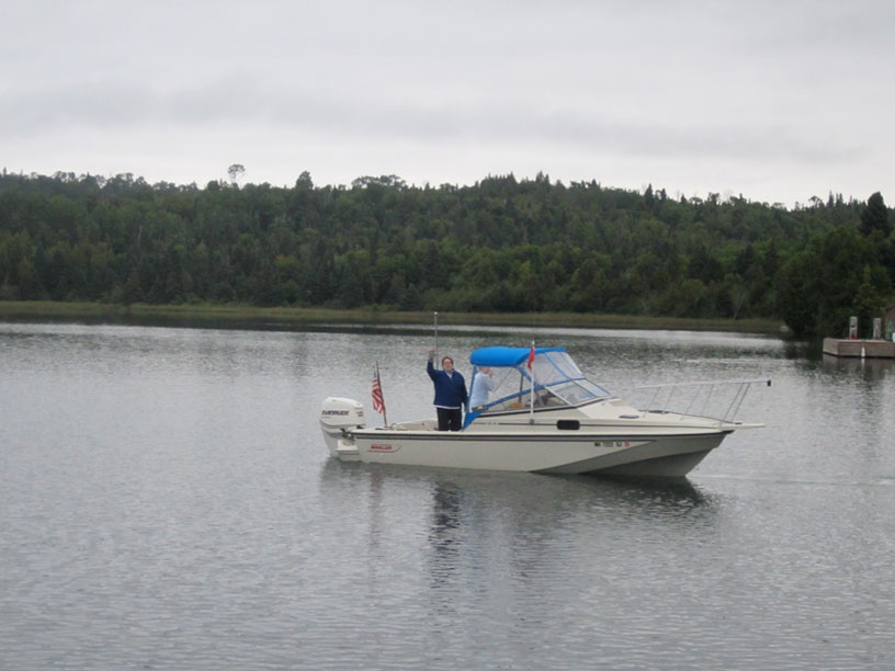 Photo: CONTINUOUSWAVE departing Washington Harbor, Isle Royale, early morning