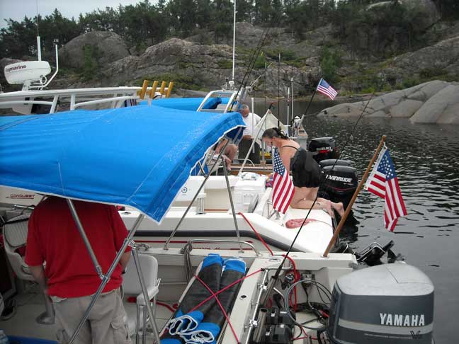 Photo: Boats rafted in Pot Hole Portage