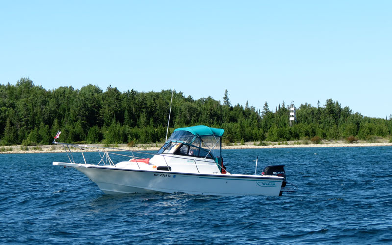 Photo: Cape Roberts of Manitoulin Island's north shore, with WALKABOUT in the foreground.