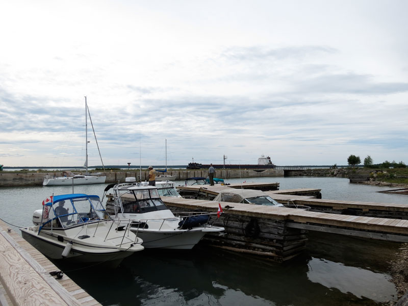 Photo: Freighter passes at Lime Island, Michigan