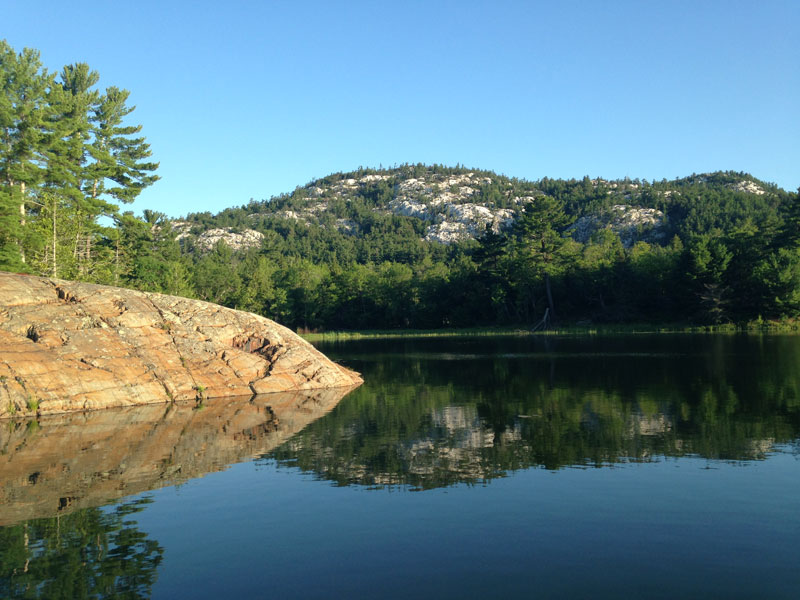 The shoreline at The Pool at morning calm