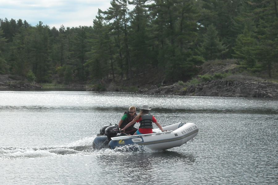 Inflatible dinghy with twin 2.5-HP engines