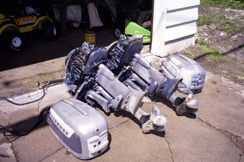 Photo: Two vintage Evinrude outboards