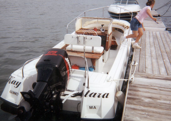 Photo: 1970 Outrage 21 at dock, stern view