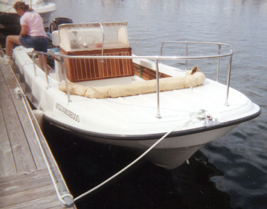 Photo: 1970 Outrage 21 at dock, bow view