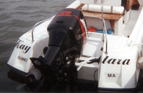 Photo: 1970 Outrage 21, close up of transom