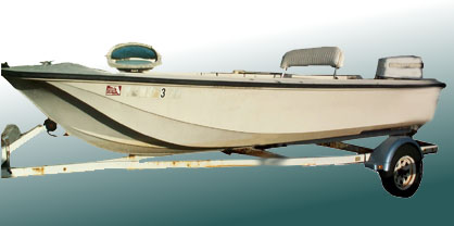Photo: Whaler 16 Striper with 100 HP Johnson outboard