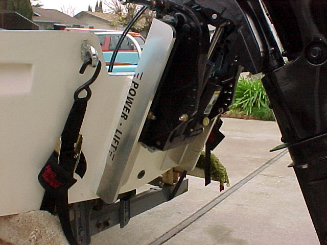 Photo: 1962 13-Sport on trailer; close up of curved transom meeting flat bracket