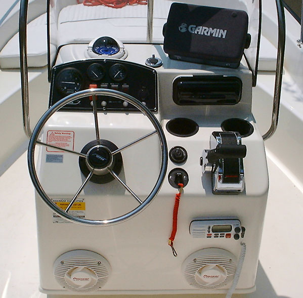 Photo: Helm Console with added accessories in final mounting positions.