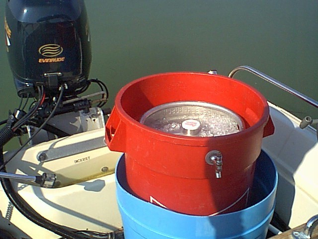 Photo: Beer Cooler aboard Montauk with Evinrude 4-stroke