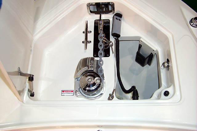 Photo: Boston Whaler 2003 32-Outrage at NYC Boatshow January, 2003; details of anchor locker