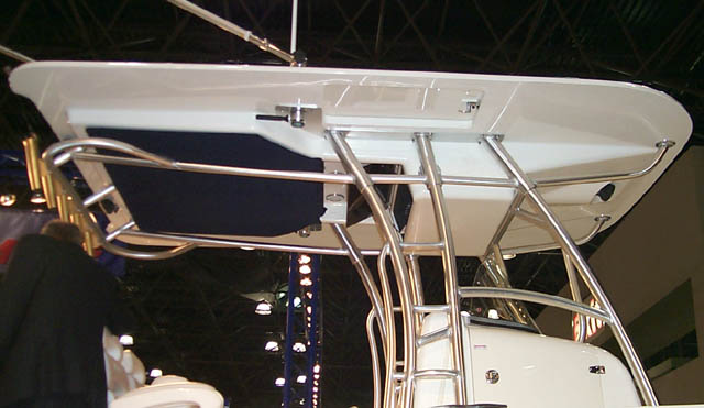 Photo: Boston Whaler 2003 32-Outrage at NYC Boatshow January, 2003; T-Top details