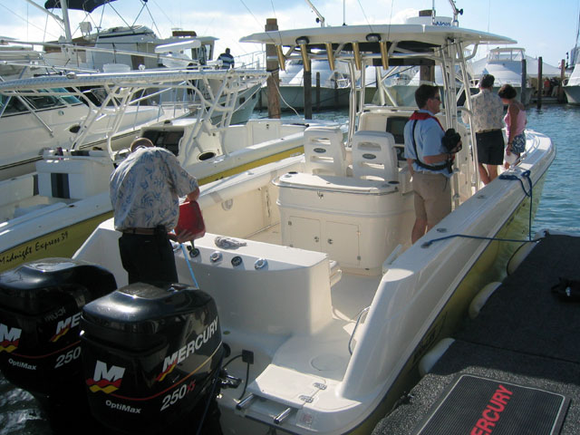 Photo: Boston Whaler 320-Outrage in water at Miami Boat Show