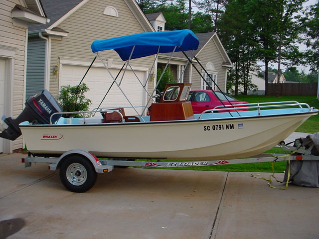 Photo: 1970 Nauset on trailer; repowered with new 90-HP 2-stroke.