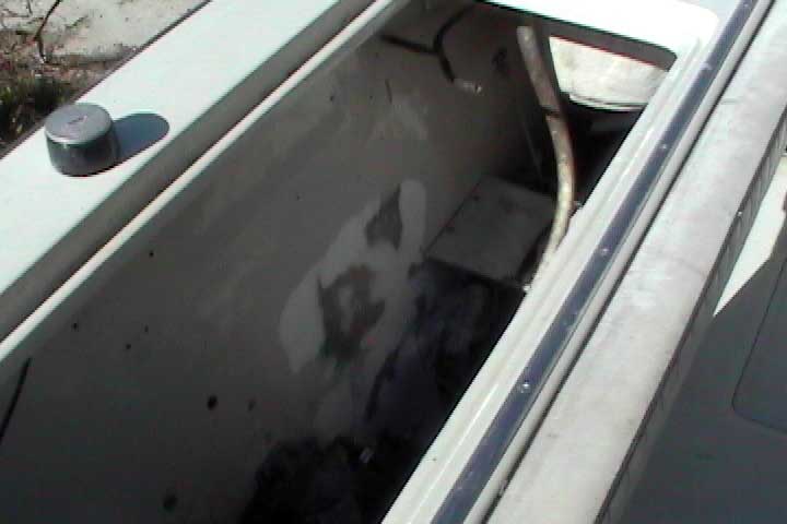 Photo: Inboard side of transom of Boston Whaler 27 after repairs	