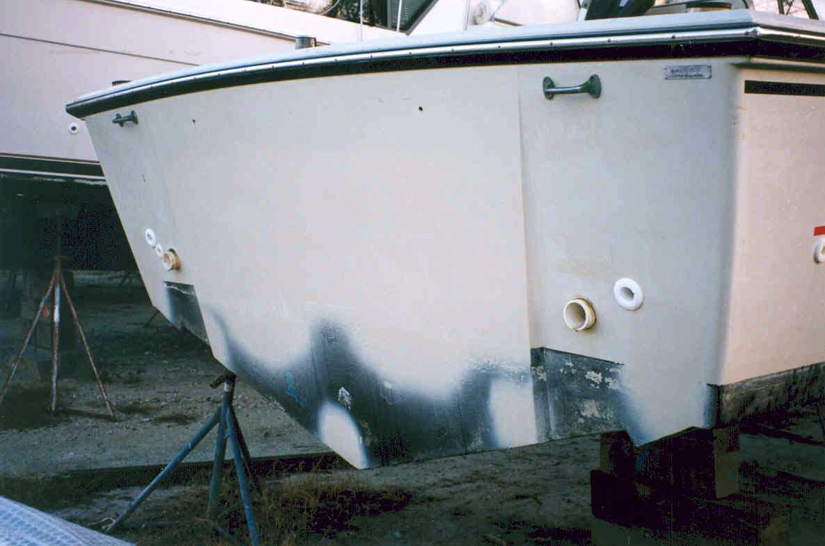 Photo: Transom of Boston Whaler 27 after new gel coat