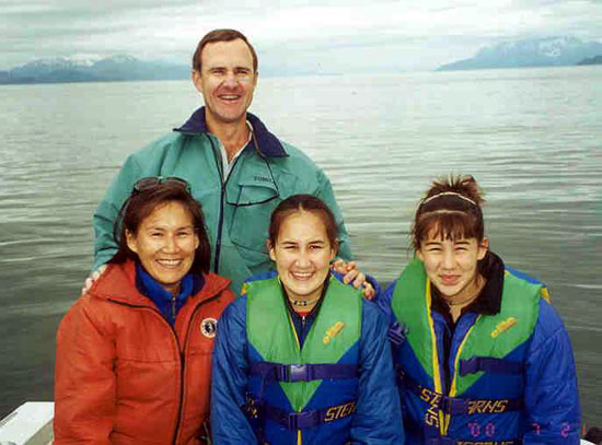 Photo: Potdevin Family at stern of 1990 Boston Whaler 22-Revenge in North Pass, Alaska