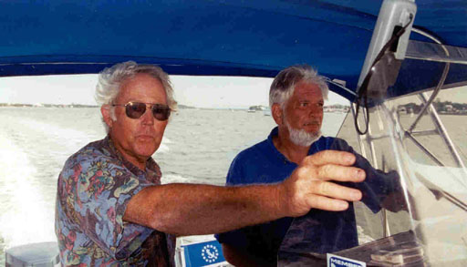 [Photo: Clark Roberts and Tom Zeno aboard 27 Whaler]