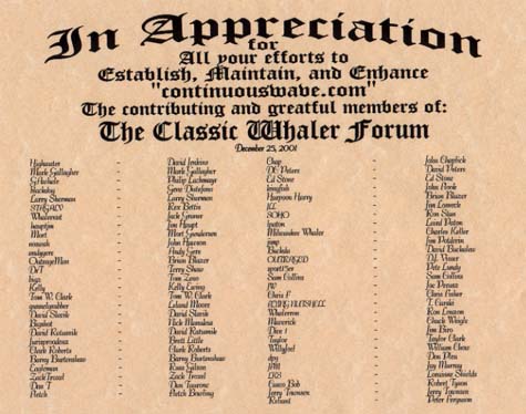 Certificate of Appreciation listing participants