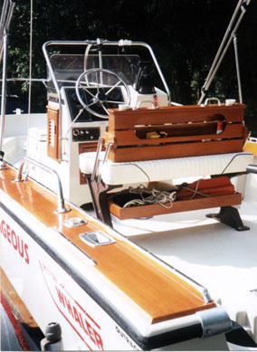 Photo: Whaler Outrage 18 cockpit looking forward from stern quarter