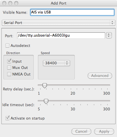 Screen capture of configuration data.