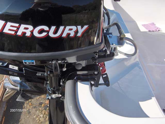 Photo: Side view of Boston Whaler 170 MONTAUK hull showing final installation with restored gel coat finish.