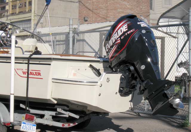 Photo: Evinrude E-TEC 250 H.O.outboard motor on Whaler Drive.