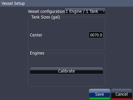 HDS Vessel setup screen