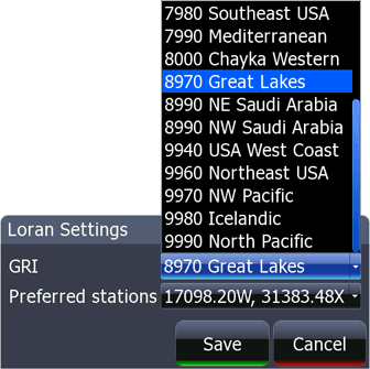 Lowrance HDS LORAN settings